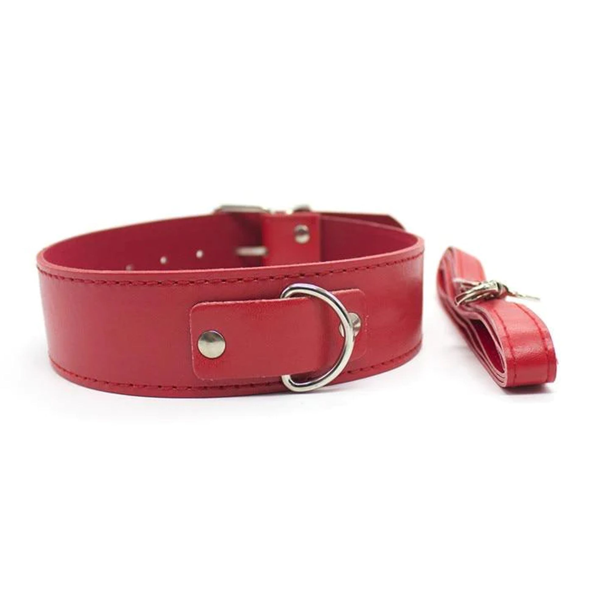 Collar With Leash - Red