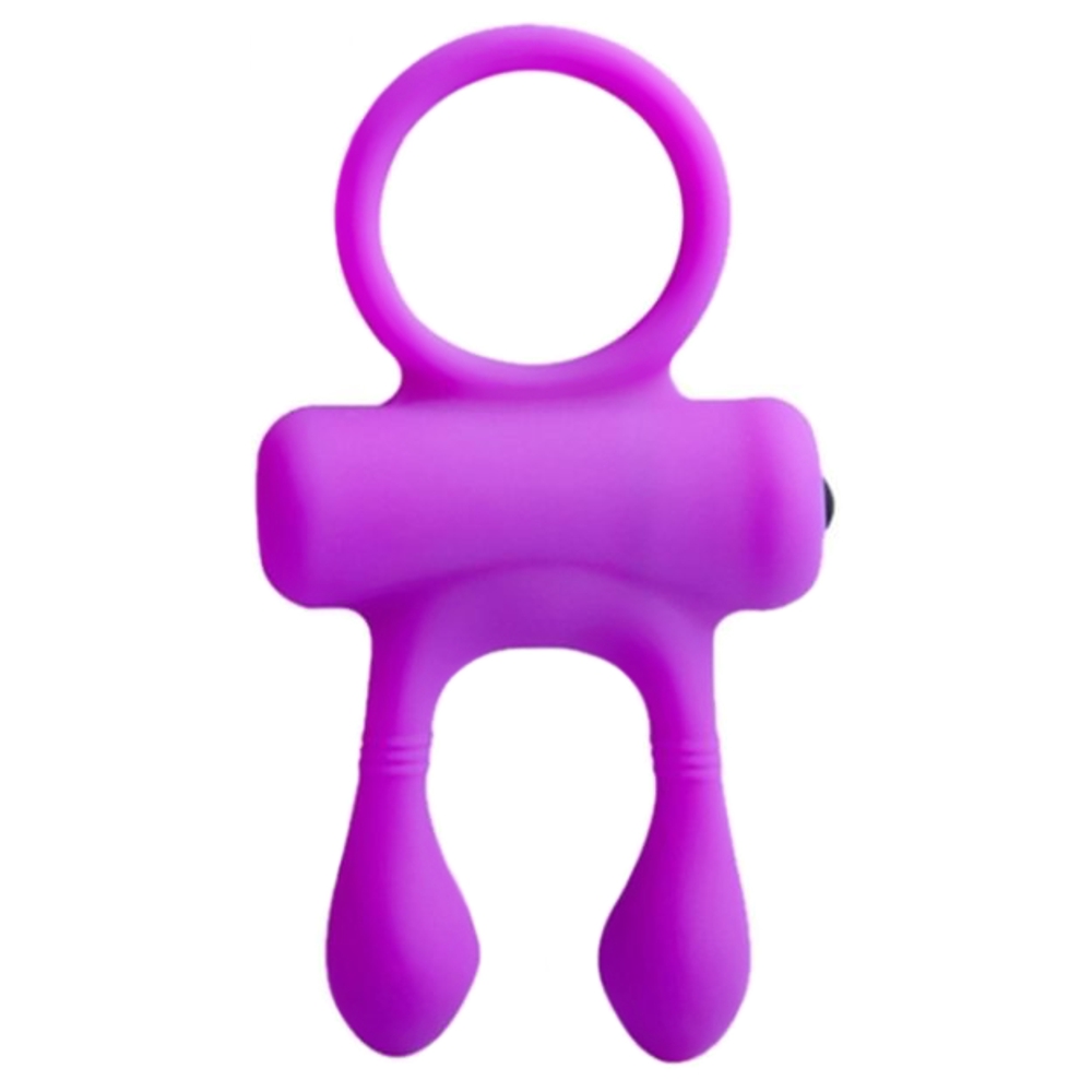 Rabbit Cockring Large Open Ears Purple Silicone