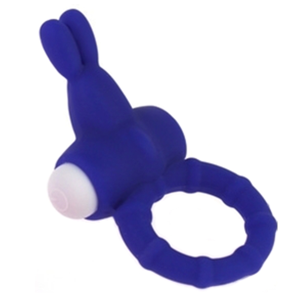 Rabbit Cockring Closed Ears Blue Silicone