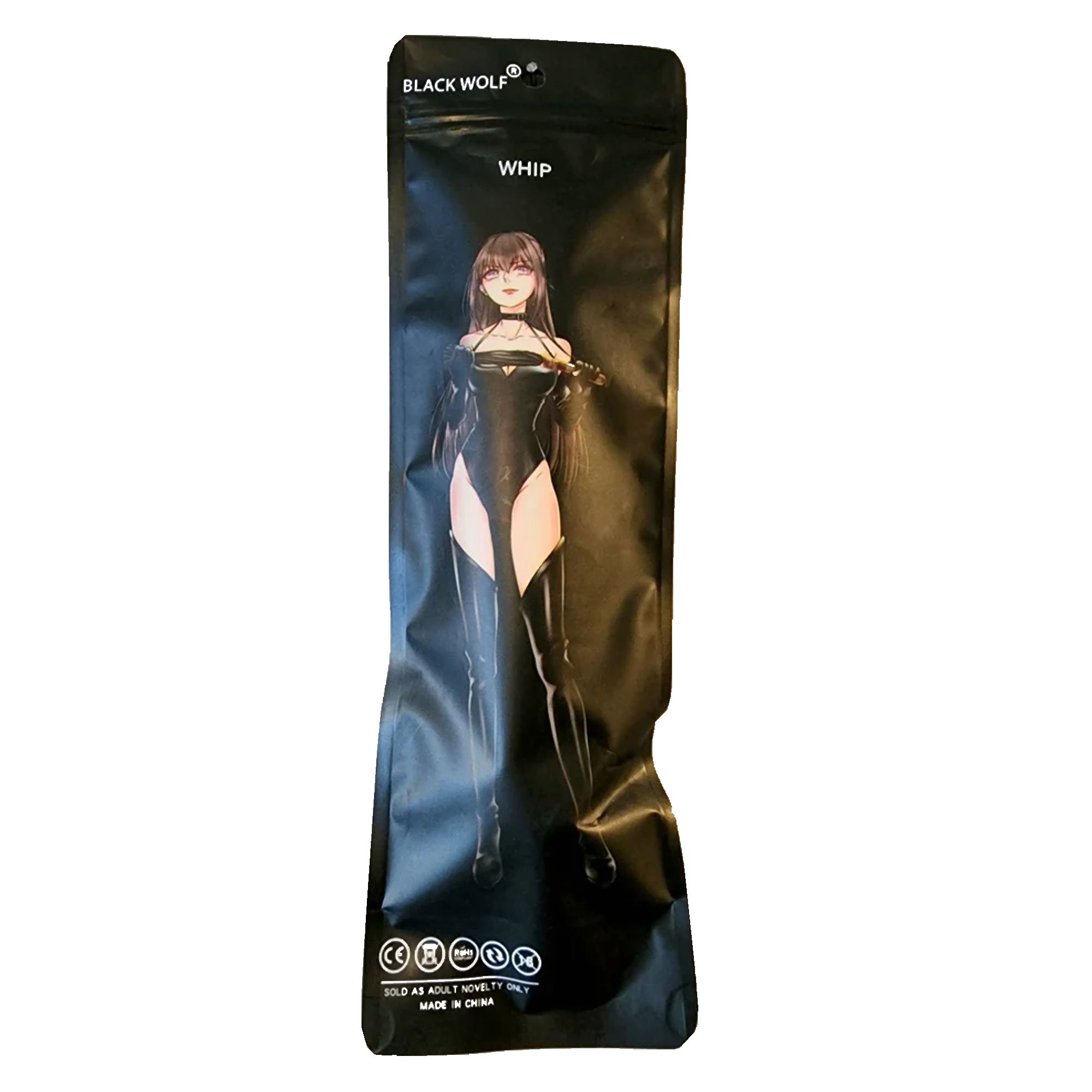 Black Wolf Fetish Whip Red Handle